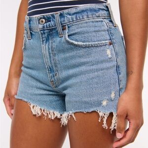 Abercrombie & Fitch Blue Jean Shorts Distressed High-Waisted